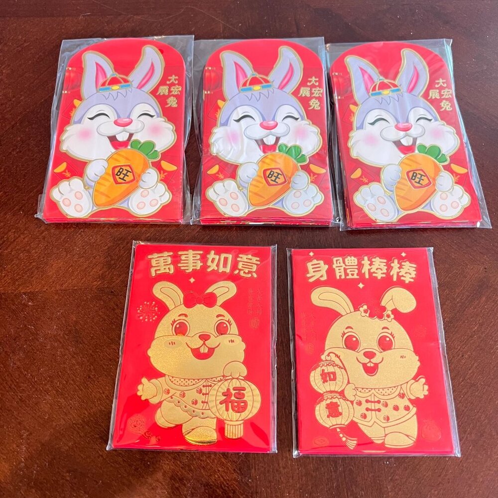 Red Chinese New Year Rabbit-Themed Lucky Money Envelopes 28 lot